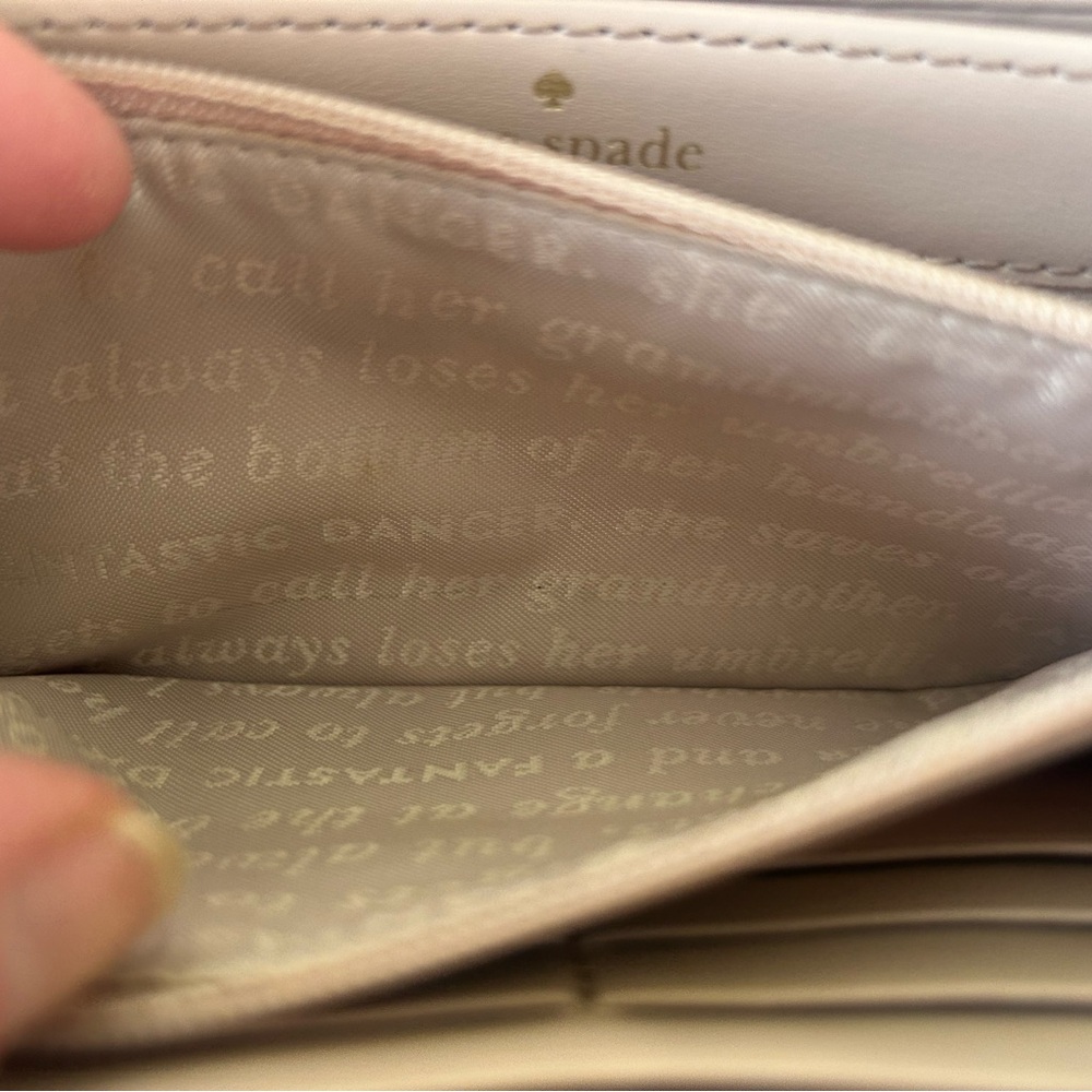kate spade “Storybook writing inside” Rose Gold Multicolor Glitter Zip Wallet - Picture 6 of 6